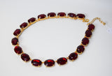 Garnet Crystal Collet Necklace - Large Oval
