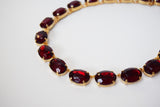 Garnet Crystal Collet Necklace - Large Oval