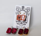 Pink Crystal Earrings - Large Octagon
