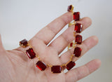 Ruby Red Collet Necklace - Medium Octagon