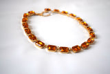 Orange Topaz Collet Necklace - Medium Octagon