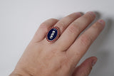 Faux "Enamel" ring with crystal halo - Triple Row