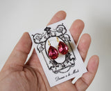 Fuchsia Pink Earrings - Large Teardrop