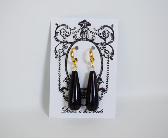 Black Onyx Teardrop Earrings