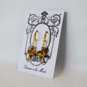 Gold Hematite Faceted Dangle Earrings