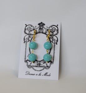 Two-stone glass Turquoise earrings