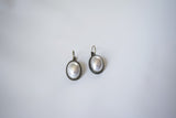 Pearl Cabochon Earrings with Crown Settings - Large Oval