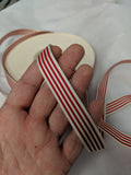 Vintage Red and White Striped Petersham Ribbon
