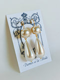Double Pearl Dangle Earrings - Large