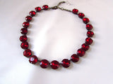 Ruby Red Collet Necklace - Medium Round