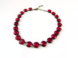 Ruby Red Collet Necklace - Medium Round