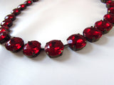 Ruby Red Collet Necklace - Medium Round