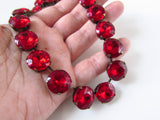 Ruby Red Collet Necklace - Medium Round