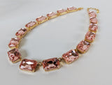 Light Pink Crystal Collet Necklace - Large Octagon