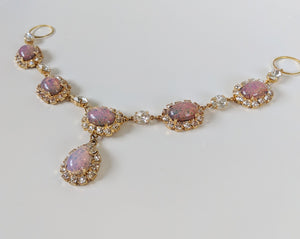 Large Opal Halo Necklace with Teardrop - 18th Century Style