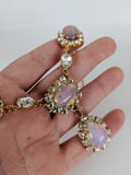 Large Opal Halo Necklace with Teardrop - 18th Century Style