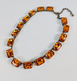 Orange Topaz Collet Necklace - Large Octagon