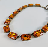 Orange Topaz Collet Necklace - Large Octagon
