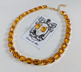 Golden Topaz Crystal Collet Necklace - Small Octagon