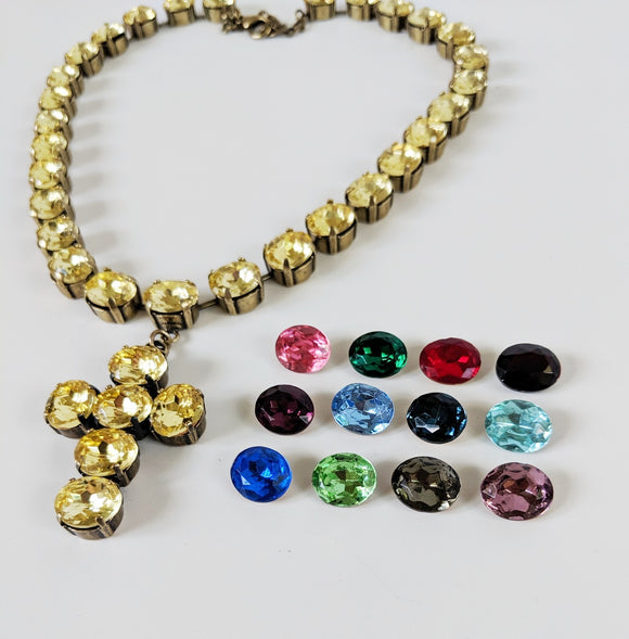 Collet Necklace with Cross Pendant - Small Oval