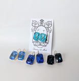 Blue Crystal Earrings - Large Octagon