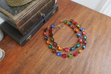 Harlequin Jewel Toned Collet Necklace - Large Oval or Large Octagon