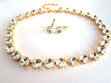 Clear Paste Crystal Collet Necklace - Small Round