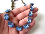 Light Blue Crystal Riviere Necklace - Medium Oval