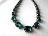 Emerald Crystal Collet Necklace - Medium Oval