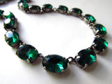 Emerald Crystal Collet Necklace - Medium Oval