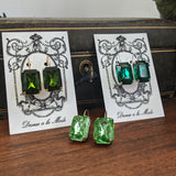 Emerald Crystal Earrings - Large Octagon