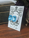 Aquamarine Blue Crystal Earrings - Large Octagon