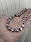 Light Purple Crystal Collet Necklace - Small Octagon