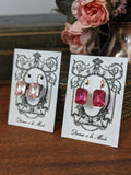 Pink Crystal Earrings - Medium Octagon