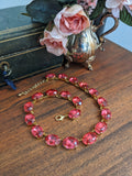 Pink Topaz Collet Necklace - Large Oval