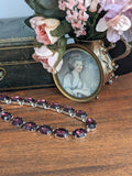 Amethyst Purple Collet Necklace - Large Oval