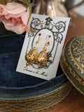 Gold Filigree Pear Earrings - Victorian