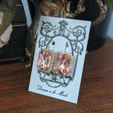 Blush Pink Halo Crystal Earrings - Large Octagon