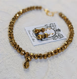Golden Beaded Necklace - Faceted w/ Teardrop