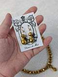 Golden Beaded Necklace - Faceted w/ Teardrop