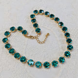 Blue Zircon Crystal Collet Necklace - Small Round