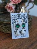 Emerald Crystal and Pearl Earring - Medium Oval Stone, medium Pearl