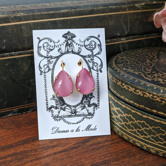 ON SALE! Pink Moonstone Earrings - Large Teardrop