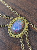 Opal Crystal and Chain Festoon Necklace