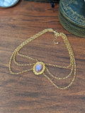 Opal Crystal and Chain Festoon Necklace