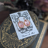 Light Pink Swarovski Crown Set Crystal Earrings - Large Oval