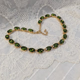 Olive Green Riviere Necklace - Medium Oval