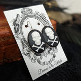 Skull and Crossbones Cameo Earrings - Extra Large Oval