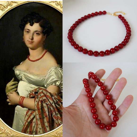 Red Coral Beaded Necklace - Medium