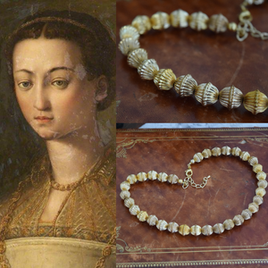 Renaissance Golden Fluted Bead Necklace